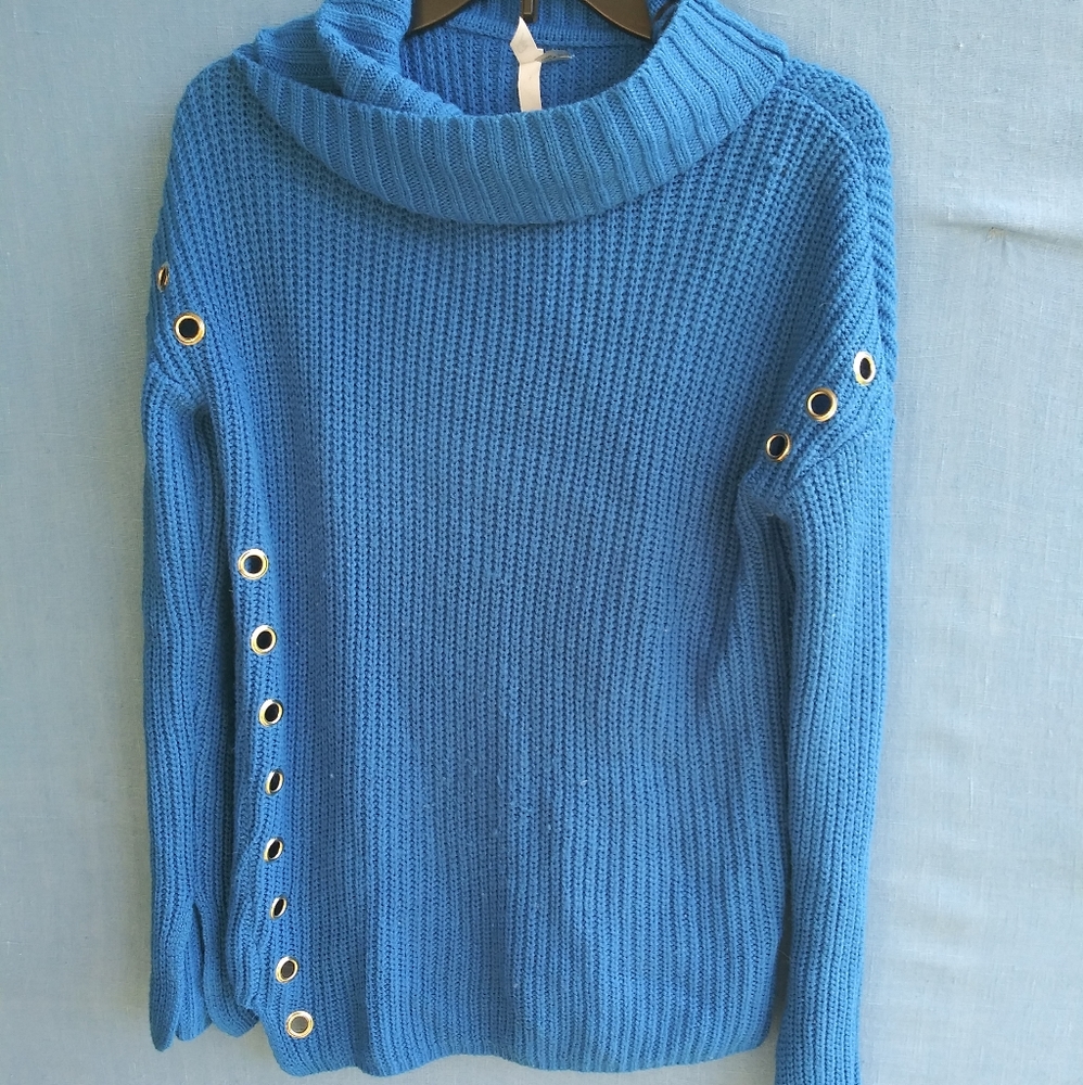 My Collection Women's Size Large Blue Cowl Neck Sweater